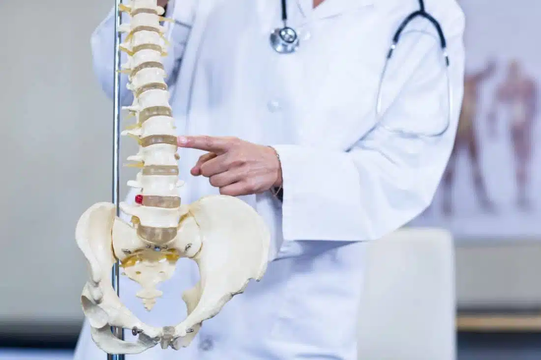 Doctor examining and explaning about the spine