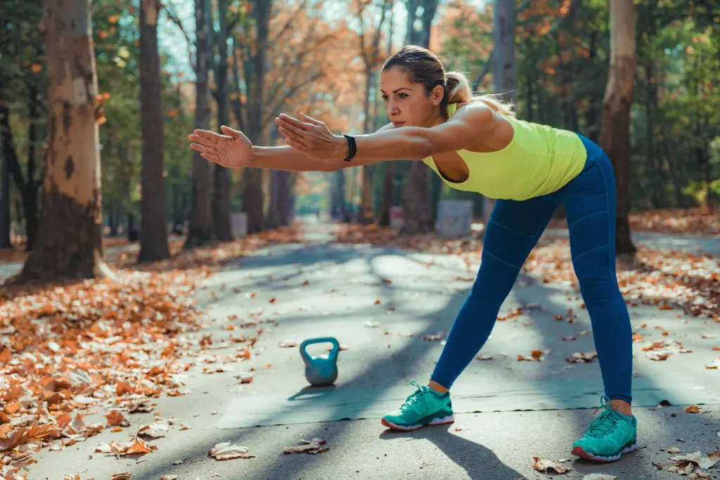 Woman stretching in the park